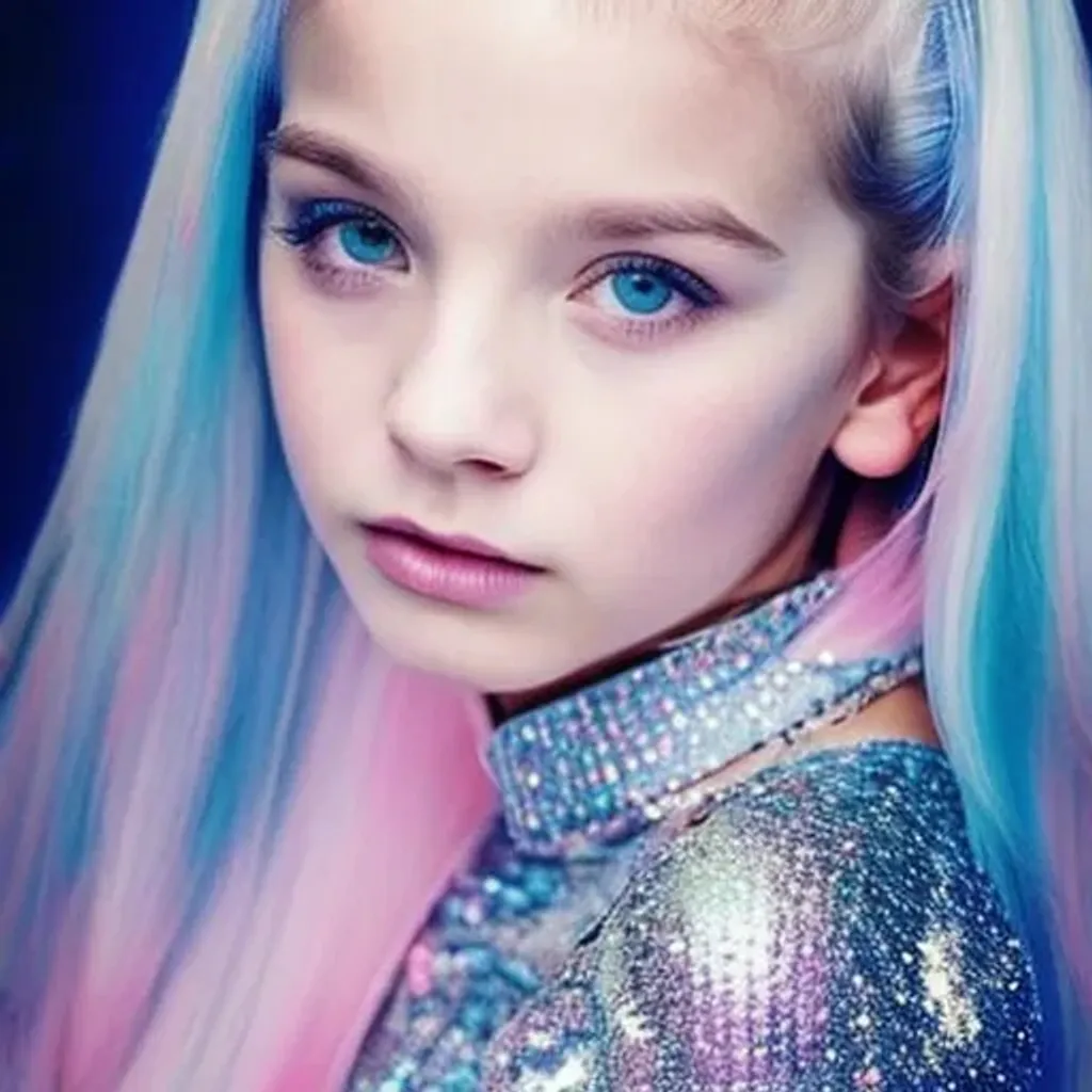 Prompt: cute and beautiful {russian} child girl, dressed in transparent silver clothing and suit on the spaceship, blue eyes with the reflections of light, ultra-realistic soft lighting, {smooth soft skin}, sharp eyes, beautiful intricate {pink and white and soft blue hair}, soft pink lips, symmetrical face, anime wide blue eyes, soft lighting, cute smile, {eyes with reflection}, bright soft light from the behind