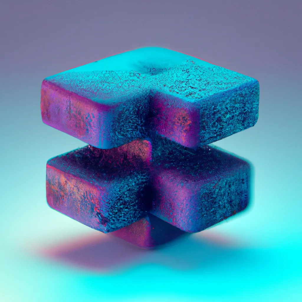 Prompt: Math shaped sculpture, professional photography, octane render, rough texture, digital art, cyan and purple, frontal view, profile picture