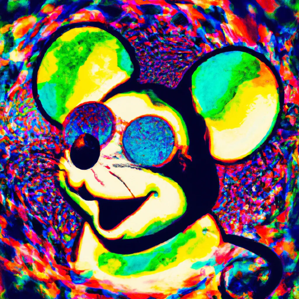 Prompt: Psychedelic Mickey Mouse portait