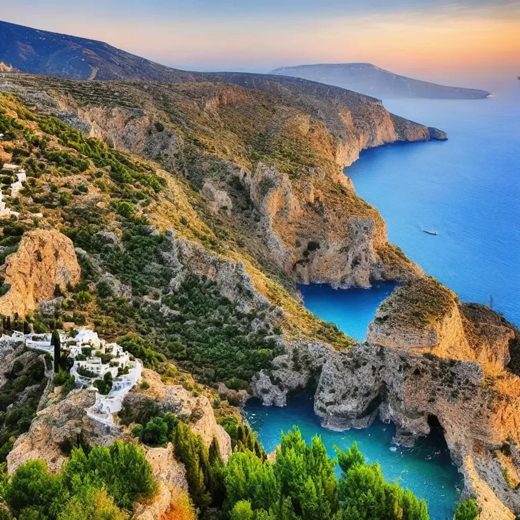 Prompt: beautiful greece landscape, nature