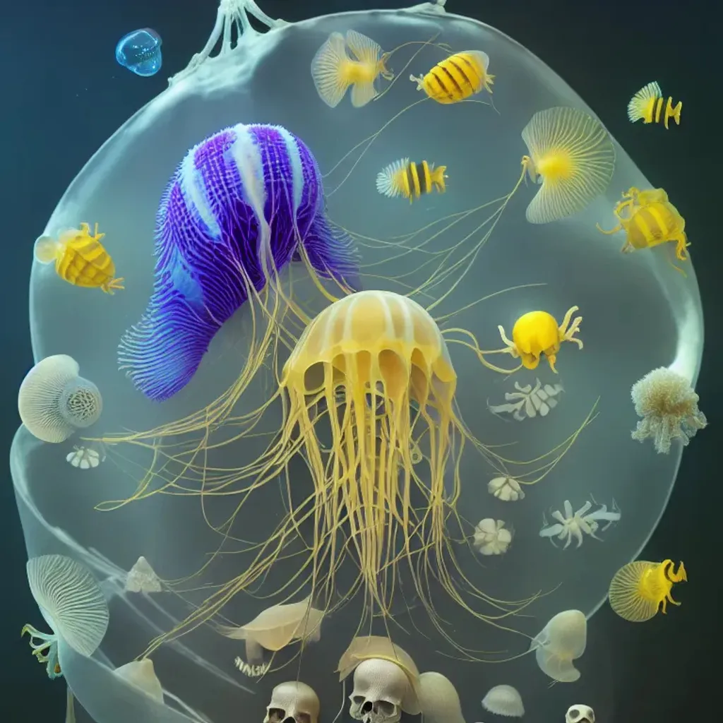 yellow bees, x-ray, , jellyfish , nautilus, orchid,... | OpenArt