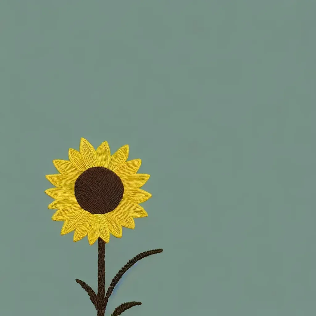 Prompt: Embroidered sunflower on a white background 