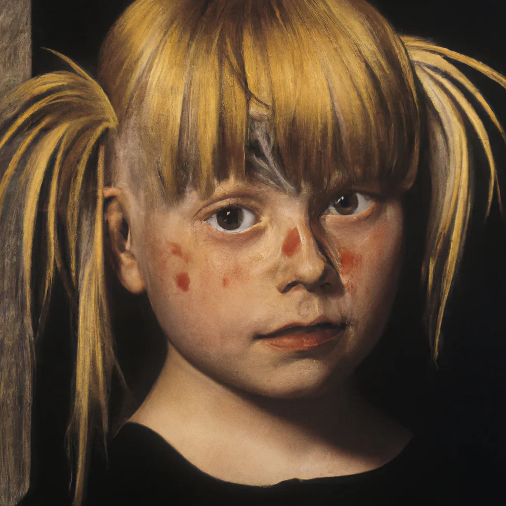 Prompt: Girl With Very Messy Hair,1528, by Lucas Cranach the Elder