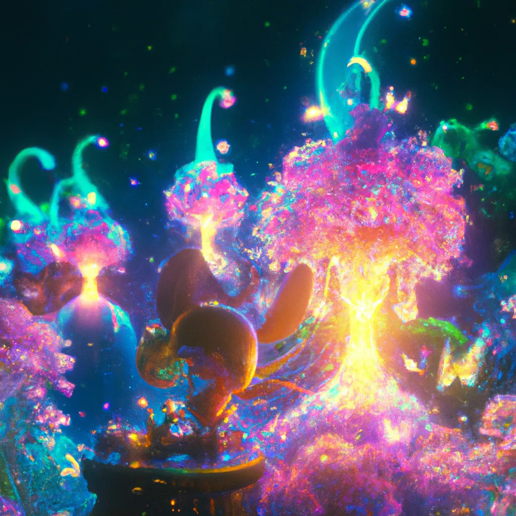 Prompt: Garden of Earthly Delights | Curvaceous Light bending cute angels covered in halogenic decadent nuclear  flowers in the style of Bruce Pennington, Dali, Munch, Escher, Klarwein, Yamamoto, Hattori, Leyendecker, Mullins | bioluminescent opalescent iridescent | dark background | ultra sharp focus | 3d octane render artstation trending 8k unreal engine | Avatar movie| Disney Pixar Dreamworks 