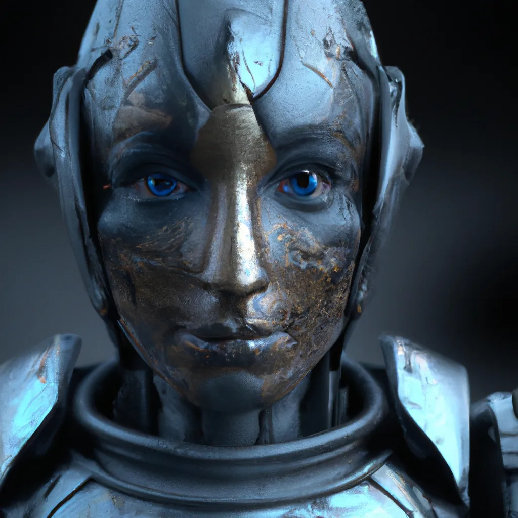 Prompt: portrait of a tough battle droid, cyborg. dark background. Photorealistic , 8k, Unreal Engine 5 , Hyper-Realistic, hot, cinematic lighting, photorealistic, Octane Render, In the Art Style of Realism