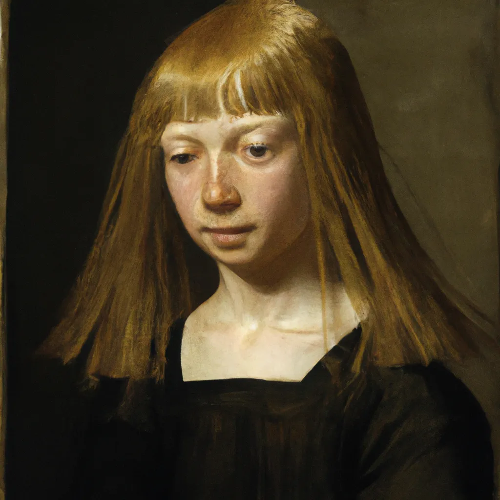 Prompt: Girl With Messy Hair,1485, by Hugo van der Goes