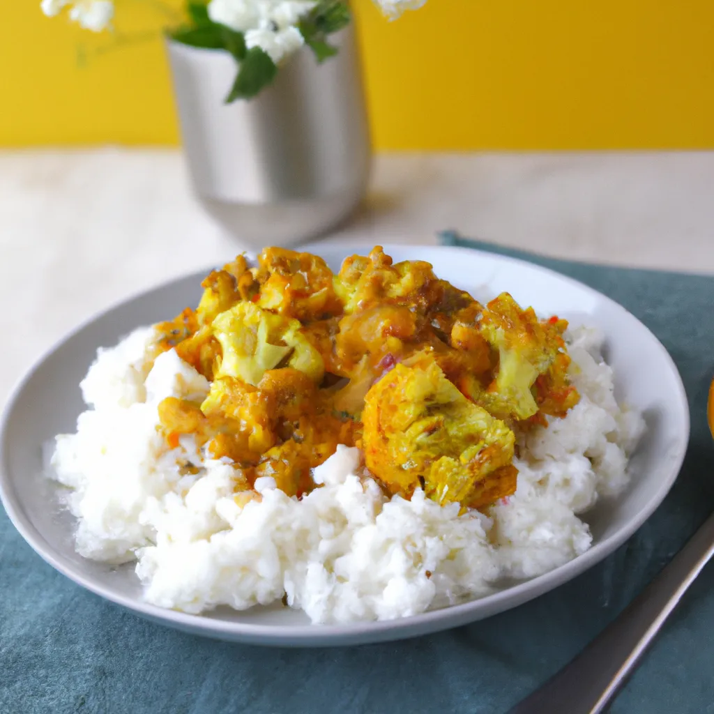 Prompt: Cauliflower korma with rice