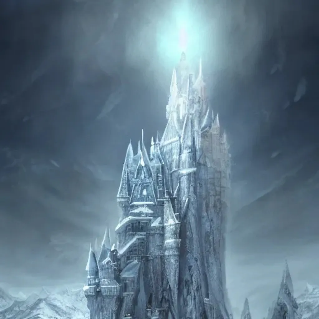 sky-high ice tower castle, magic, tundra, cinematic... | OpenArt