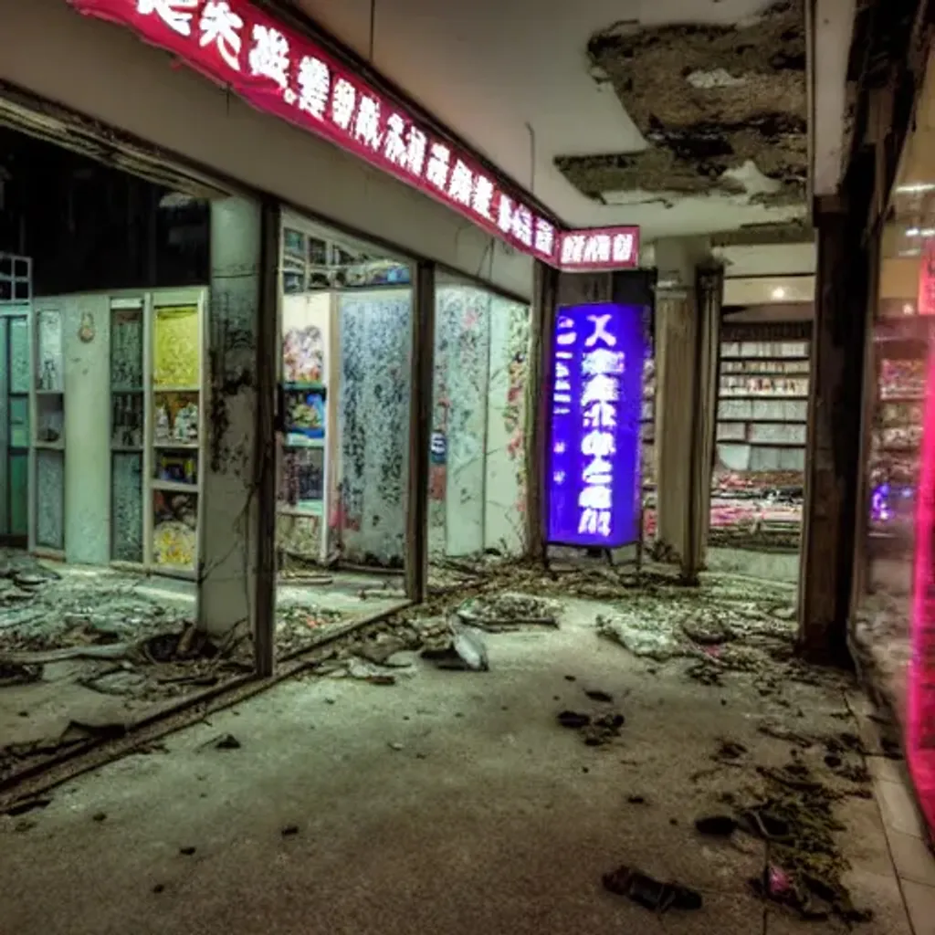 abandoned store in taiwan, at night, liminal space