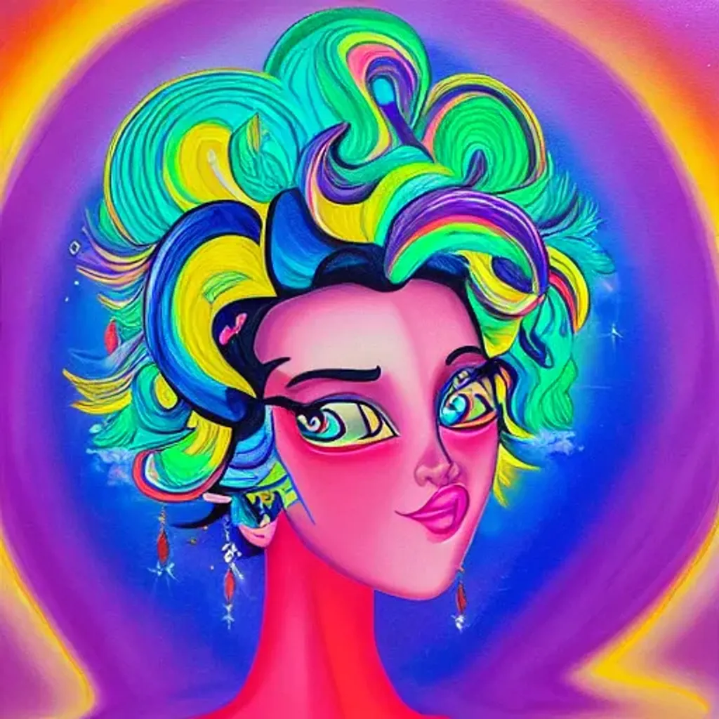 Prompt: Woman Lisa frank oil painting