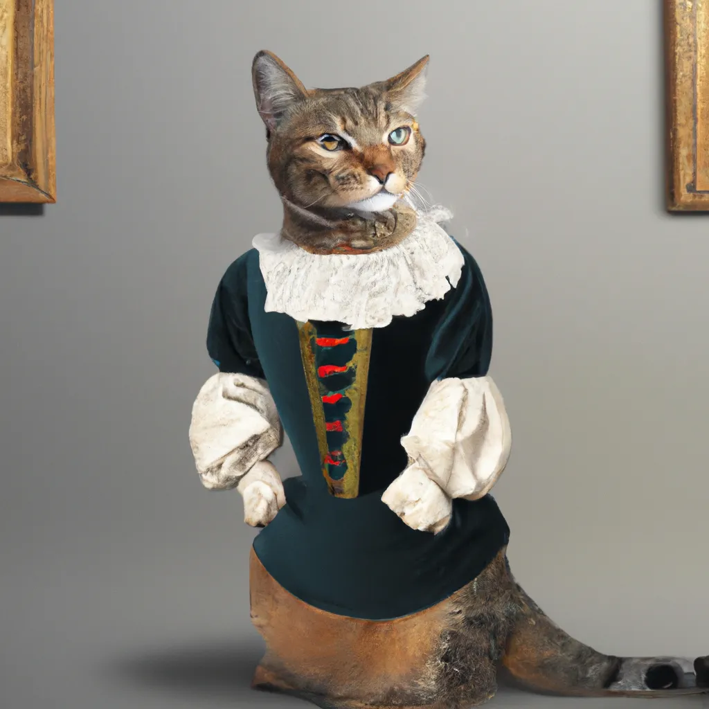 Prompt: Cat in Modern Finery, by Leonardo da Vinci