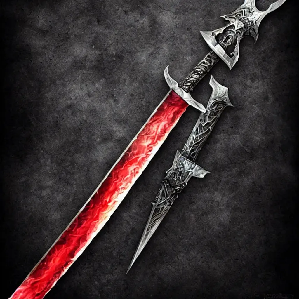 Prompt: dark fantasy cursed sword with jagged blade, hyper realistic