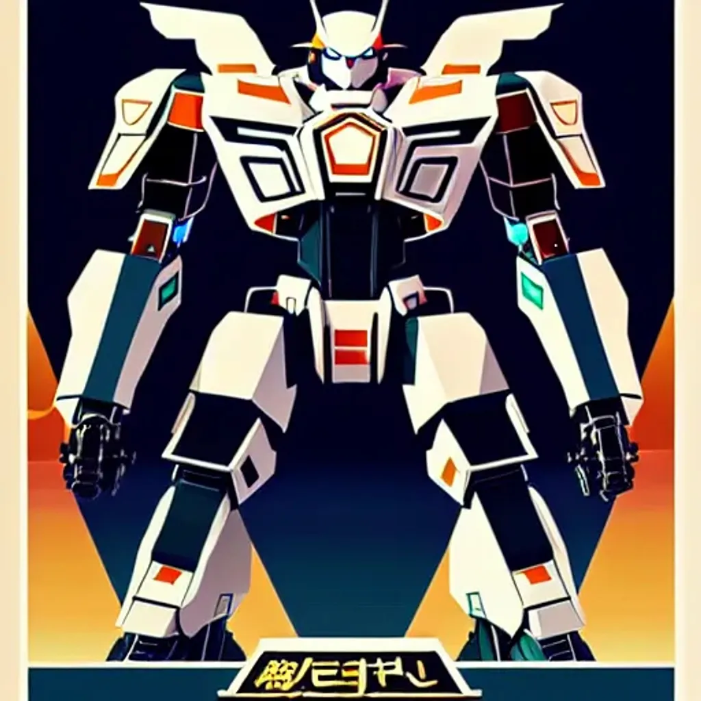 Prompt: Western-style mecha poster in low poly, highly detailed, intricate, fantasy, sharp focus, elegant, matte, illustration, art nouveau, by studio ghibli