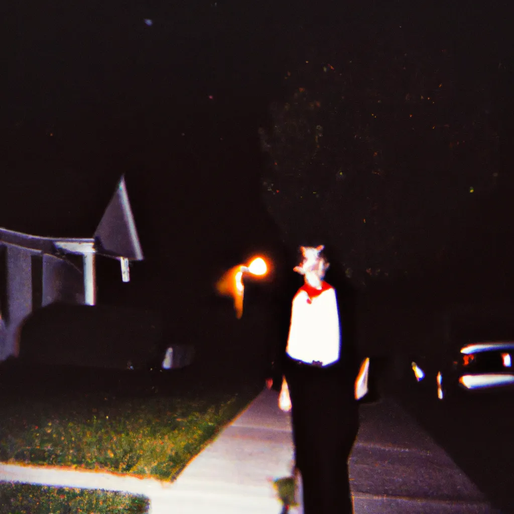 Prompt: 1993 disposable camera photograph of a vampire in a suburbs at night