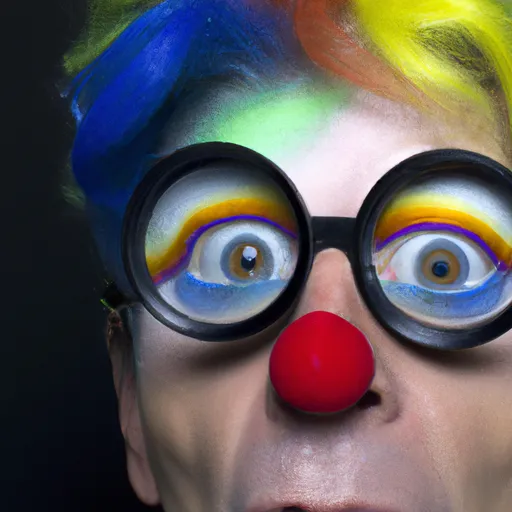 Prompt: Physicadilyc clown face rainbow 