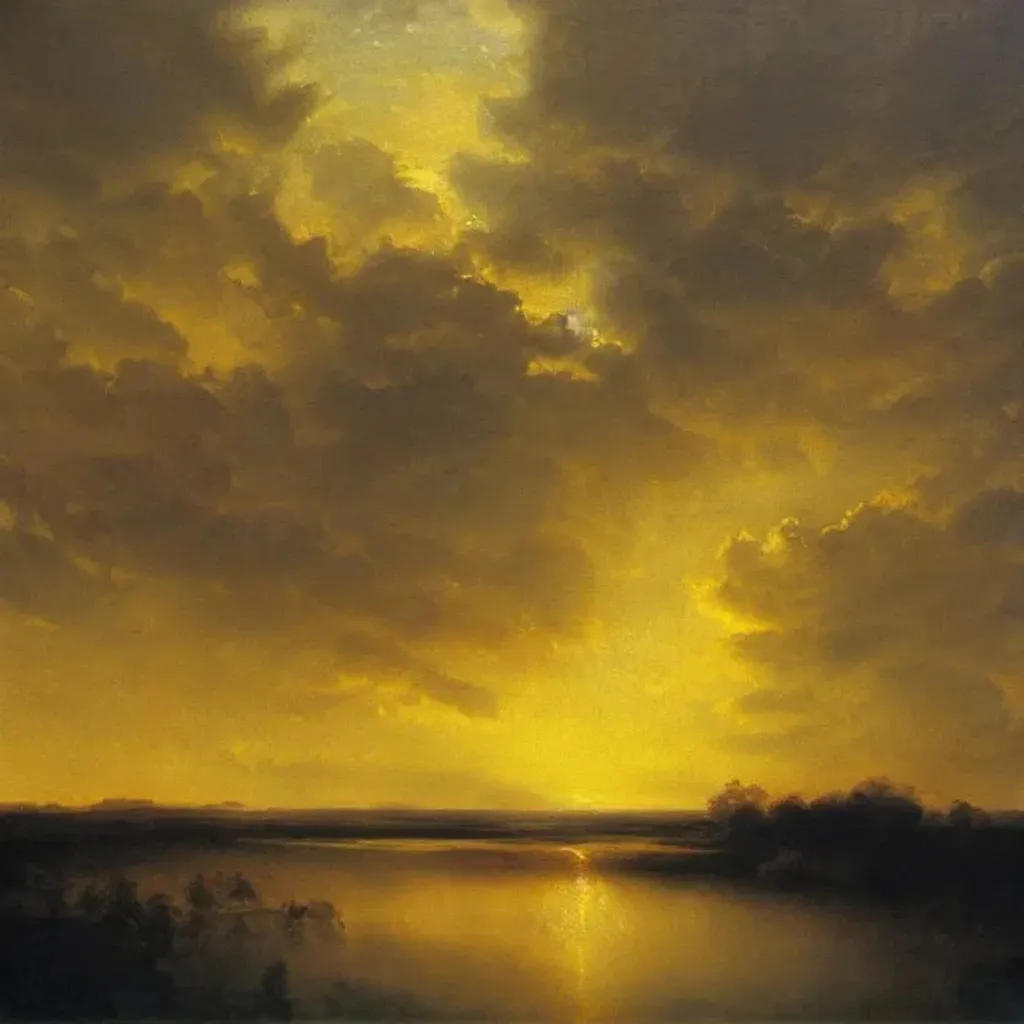 Prompt: Beautiful painting of a yellow Sky, oil painting by John Martin 