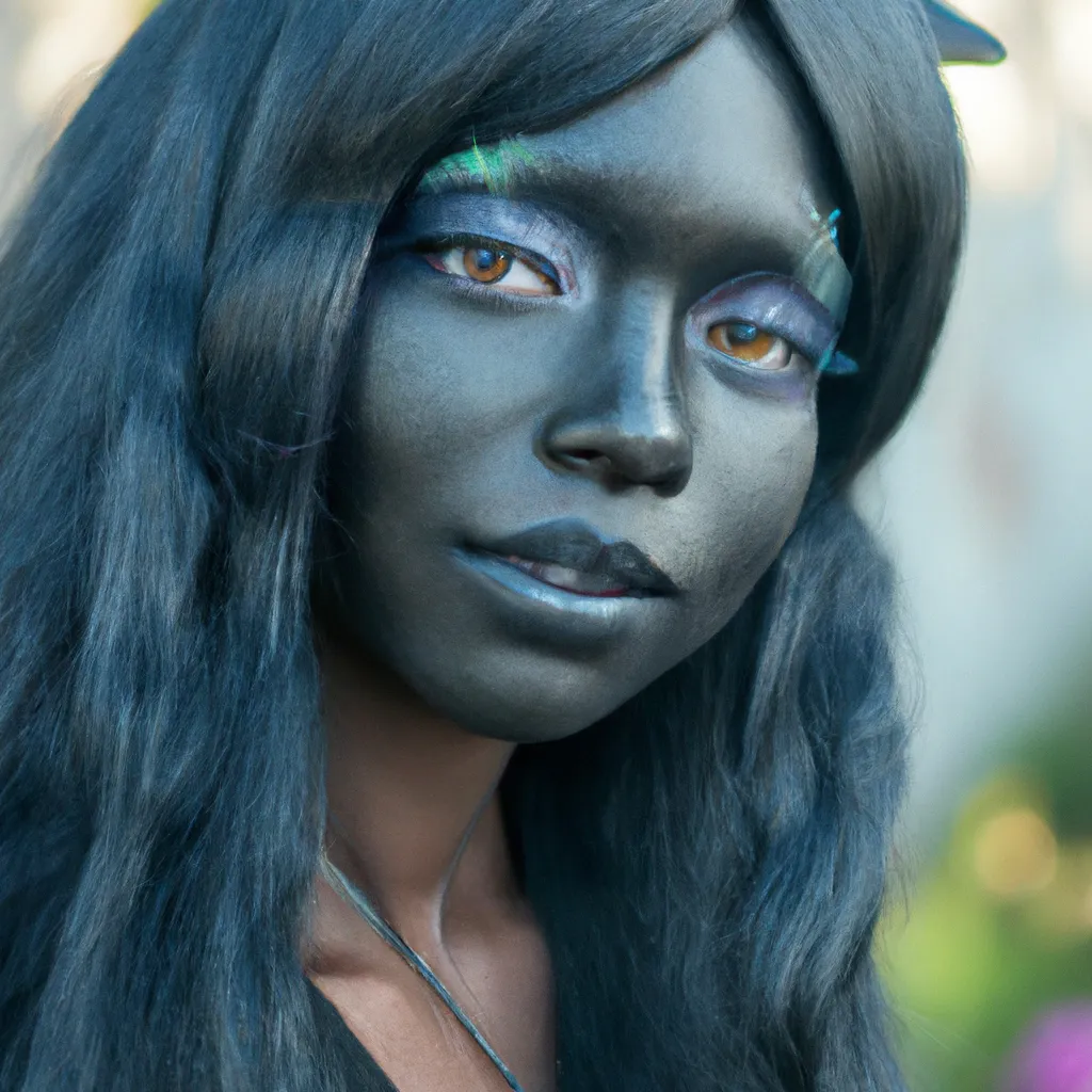 Prompt: a fantasy girl with charcoal black skin. cosplay.