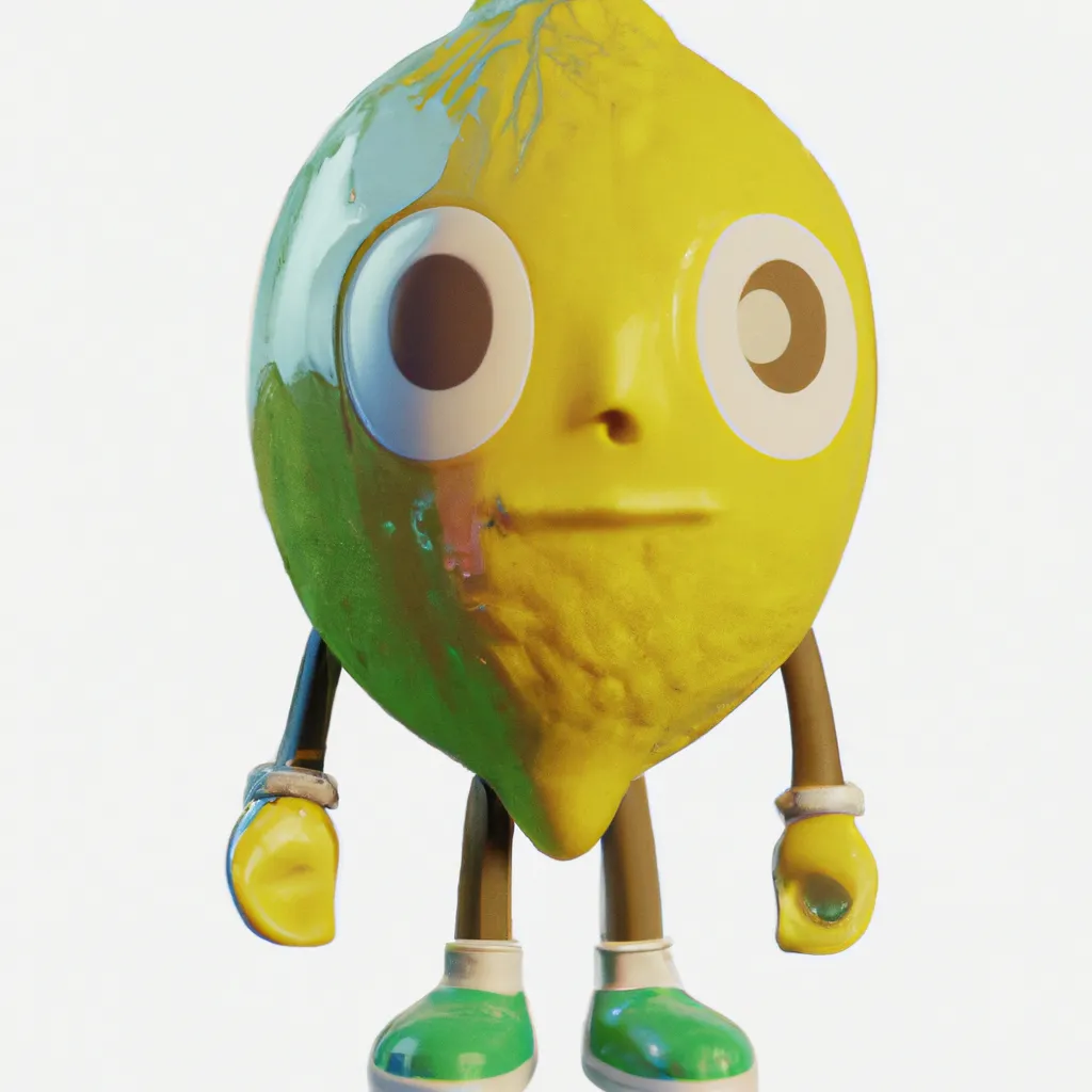 Prompt: Full body 3 d render of a lemon as a funko pop!, four, studio lighting, white background, single body, no shadow, blender, trending on artstation, 8 k, highly detailed