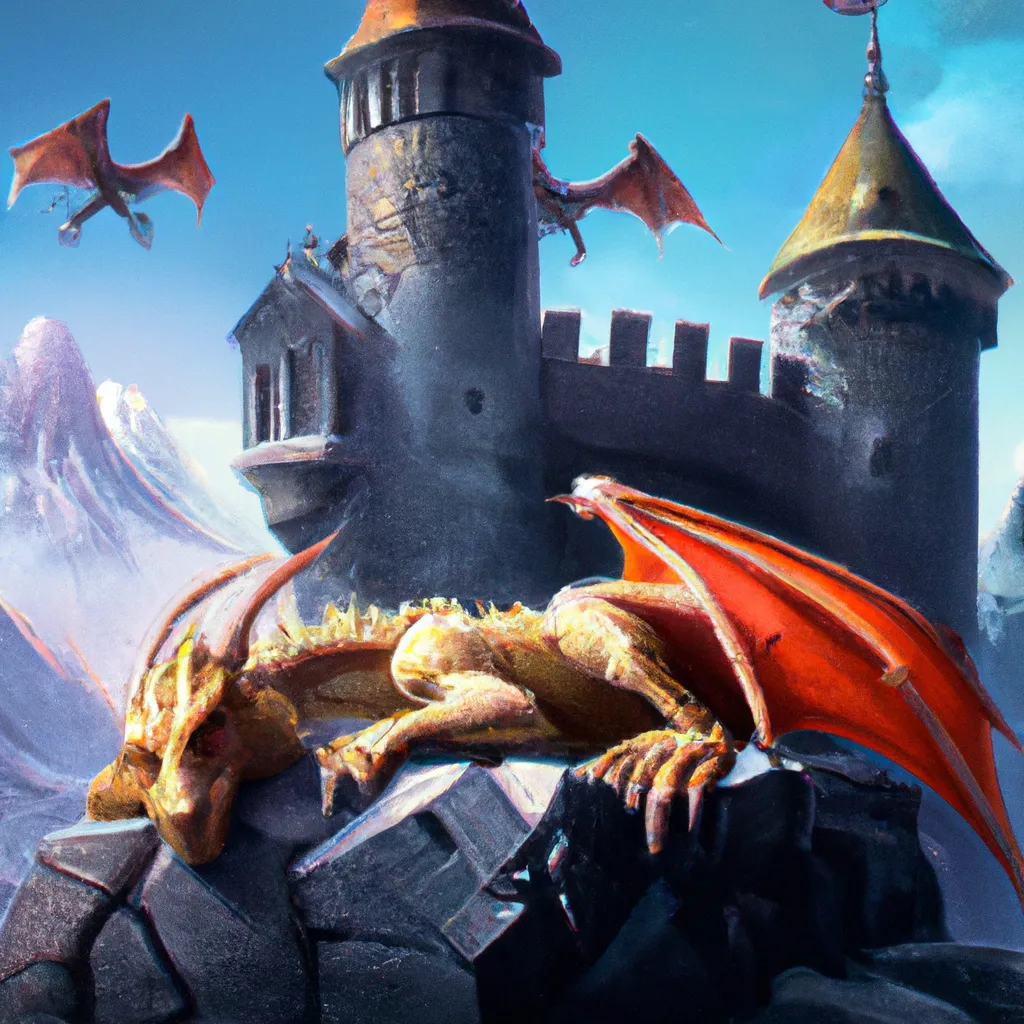 Prompt: a magical dragon guarding a dracula castle while sleeping, digital art, anime, photorealistic illustration, trending on artstation, cinematic, ultra detailed. realistic drawing, 8k