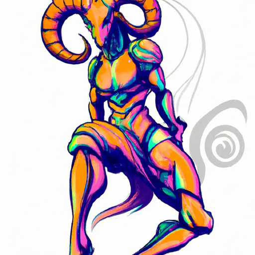 Prompt: Muscular female baphomet demon, colors