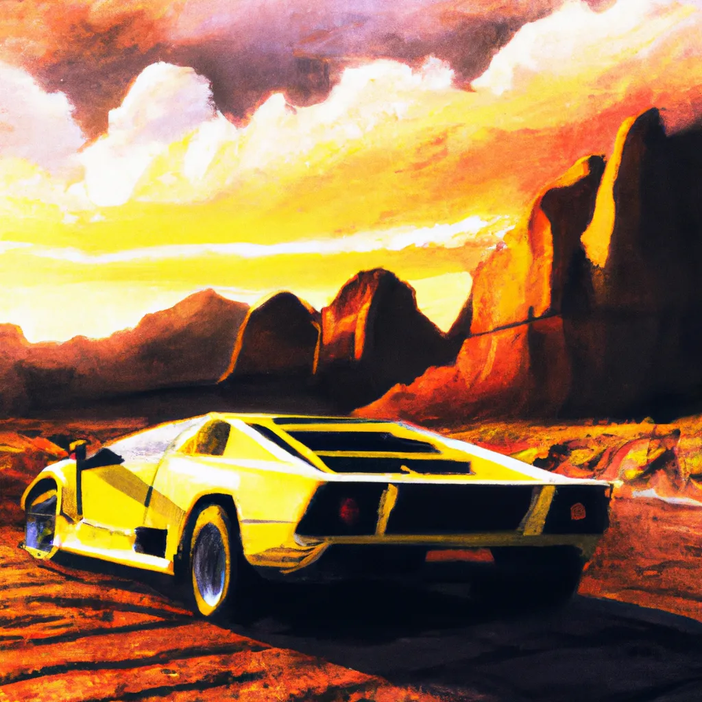 Yellow Lamborghini Countach Lp400 In Eroded Badlands Openart