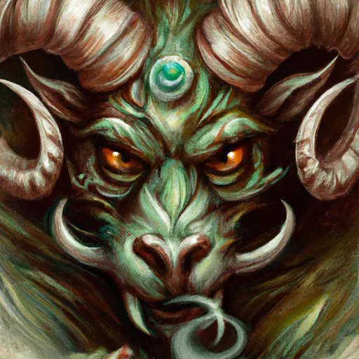 Prompt: high detail fantasy painting of a horned monster with detailed eyes, magic the gathering style, artstation, 8k, hi res