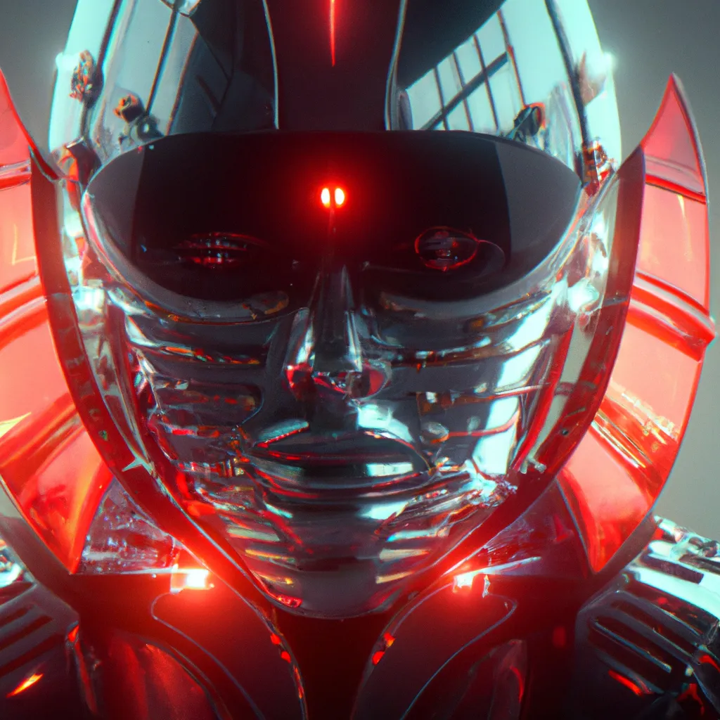 Prompt: Portrait of Cosmic Cyborg with red spikes wearing crystal armour, close-up, cinematic, full hd, highly detailed, digital, trending in artstation, sharp focus, smooth, 8k, 80mm lens