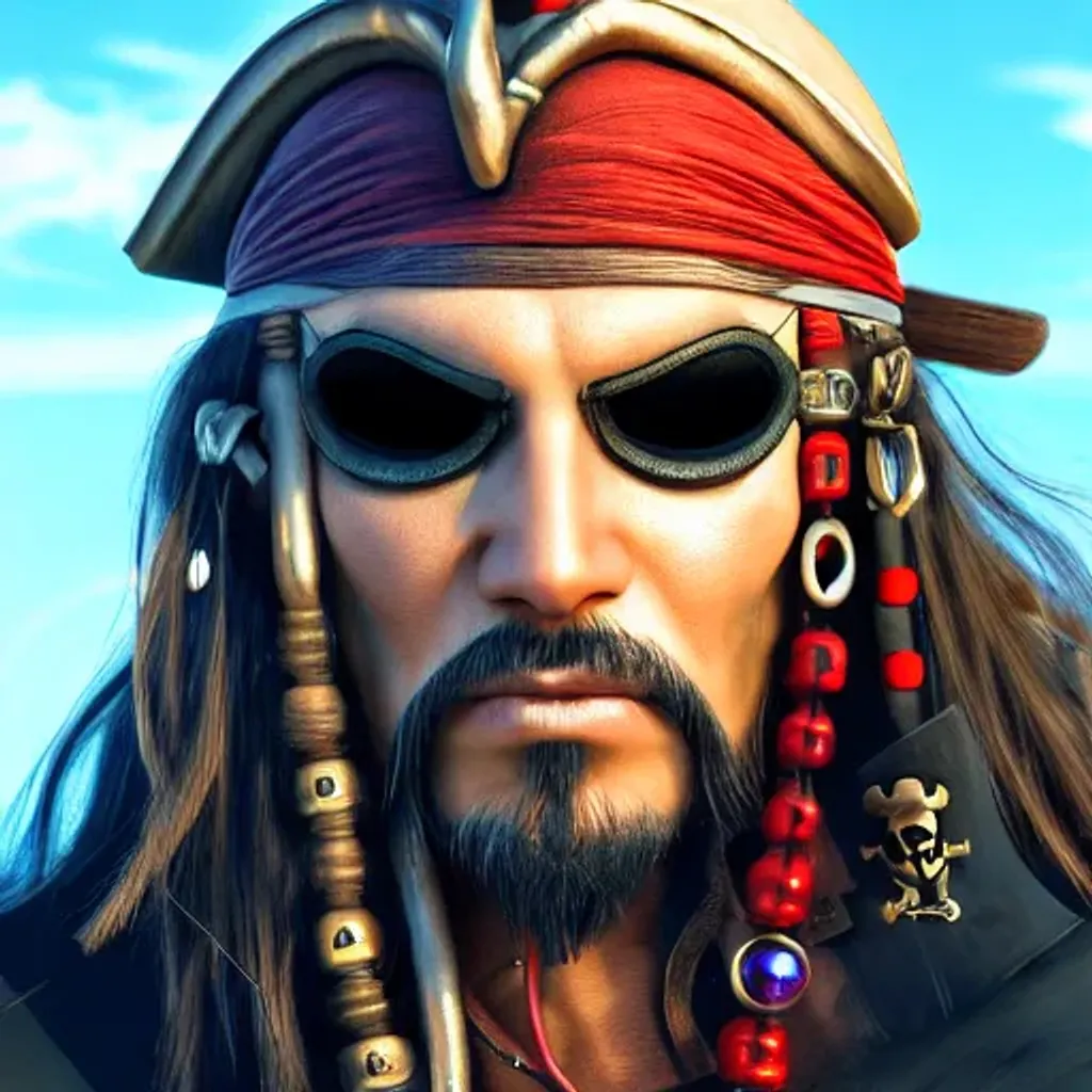 Prompt: Pirate King wearing an eye patch, close-up, highly detailed, high quality, fantasy concept art, soft lighting, photorealistic, 4k