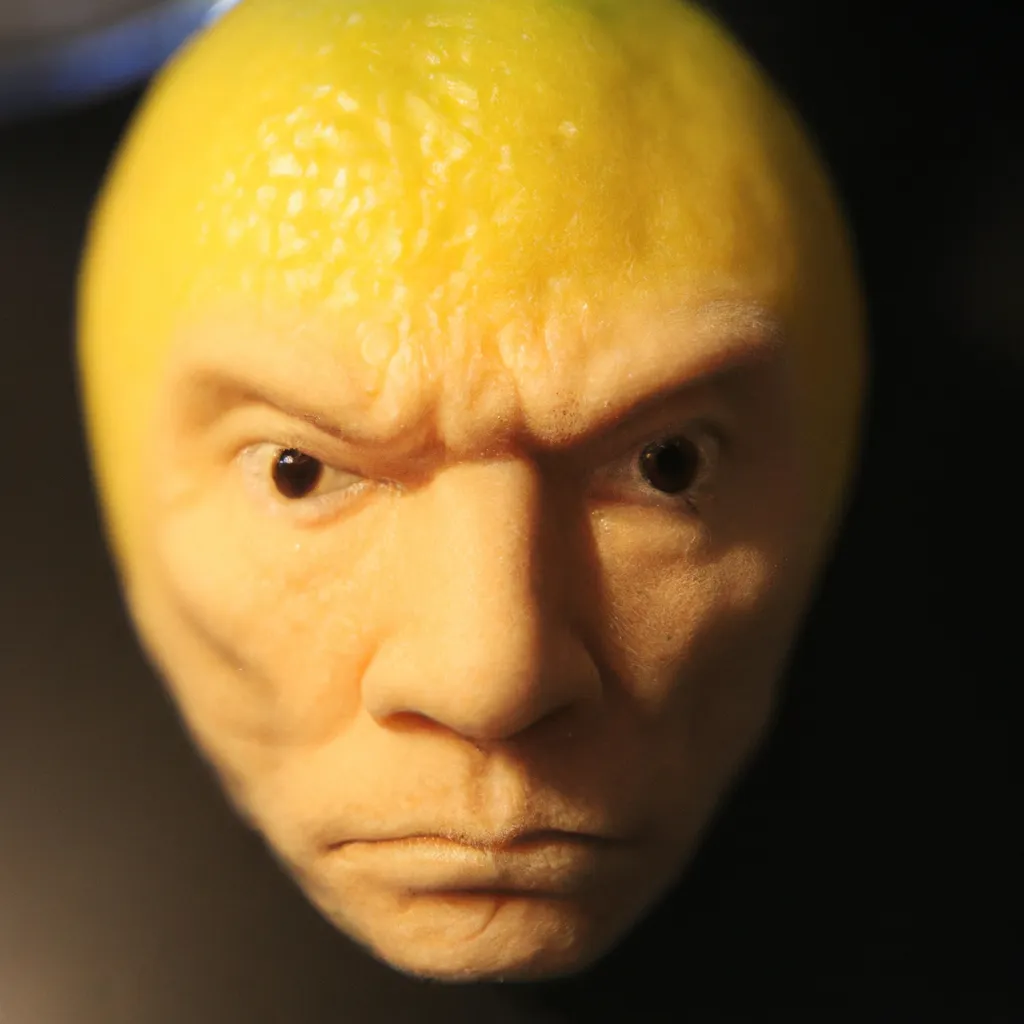 Prompt: Mr. Spock's head as a super focused photo-realistic Lemon.
