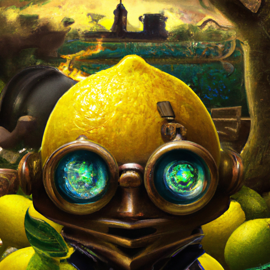 extremely detailed lemon with anime face in a steamp...