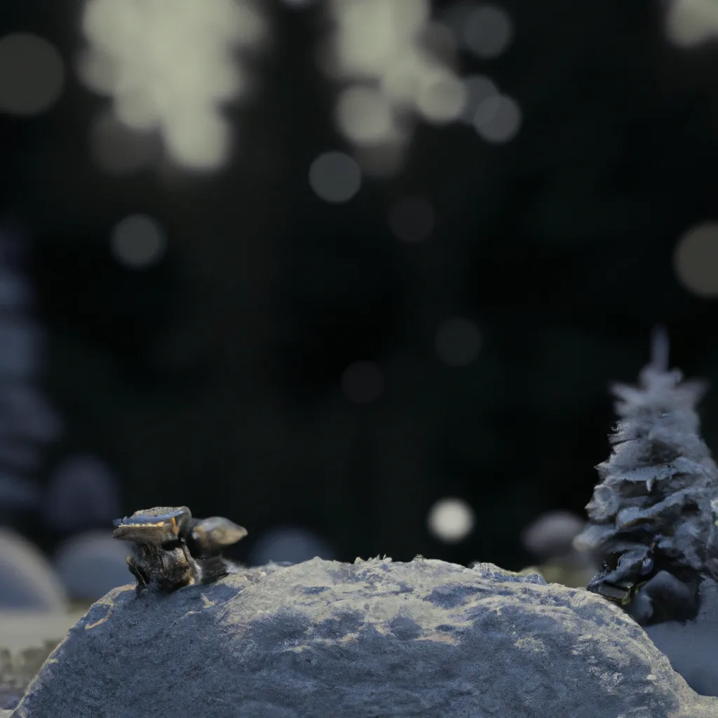 Prompt: microworld photoshop render of a snowy forest, dark gradient background, bokeh effect, magical lighting, rich deep colors, professional photoshop composition, rendered in blender, HSV, shot on a Nikon Z9