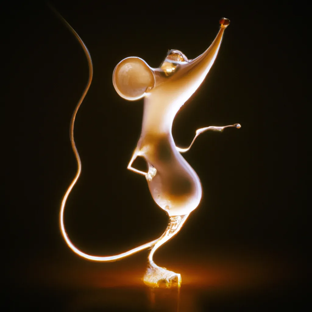 Prompt: Curvaceous Light beings | mystical dancing mouse as a light bending cute angel covered in streaks of halogen light in the style of Hieronymous Bosch, Bruce Pennington, Dali, Munch, Escher, Klarwein, Yamamoto, Hattori, Leyendecker, Mullins, Magritte, Giger | muted soft tones | dark background | ultra sharp focus | 3d octane render artstation trending 8k unreal engine | dance revolution | Disney Pixar Dreamworks 