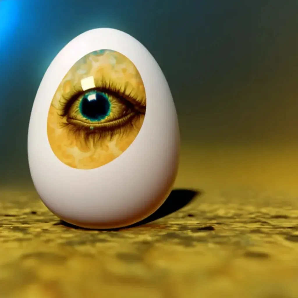 Prompt: one big eye, eclosion from an egg, crackeling, marble textures, Yoji Shinkawa, roger dean, craola simkins, rococo, perfect photographic composition technique, Octane Render, pixel perfect, intrincated and detailed, hyperrealism, meticulously detailed, 8k, mute tones