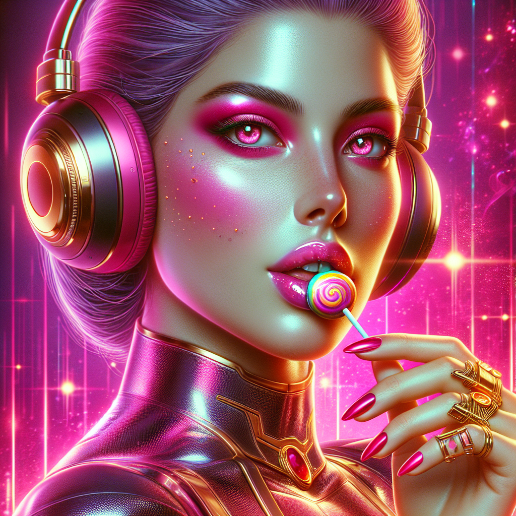 a digital painting of a woman with headphones and a...