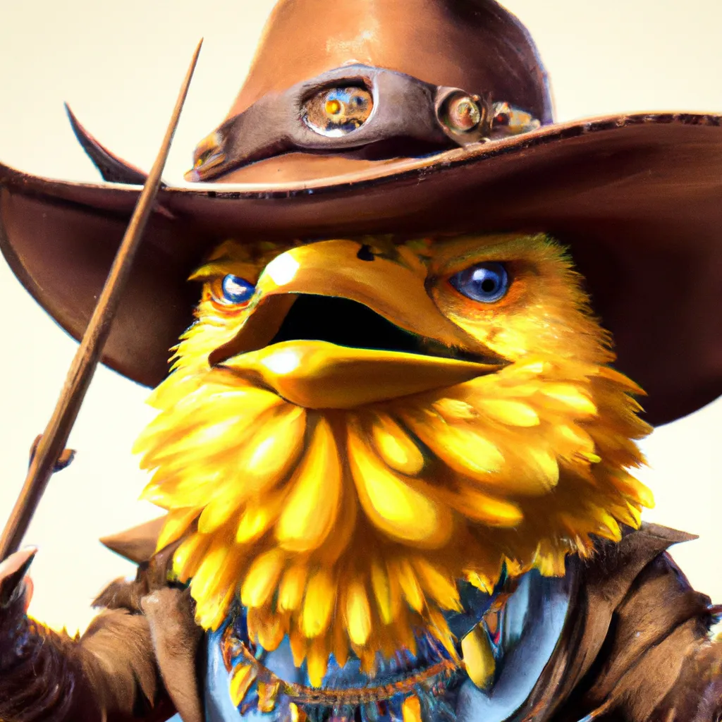 A yellow Canary wearing a cowboy hat by kim jung gi... | OpenArt