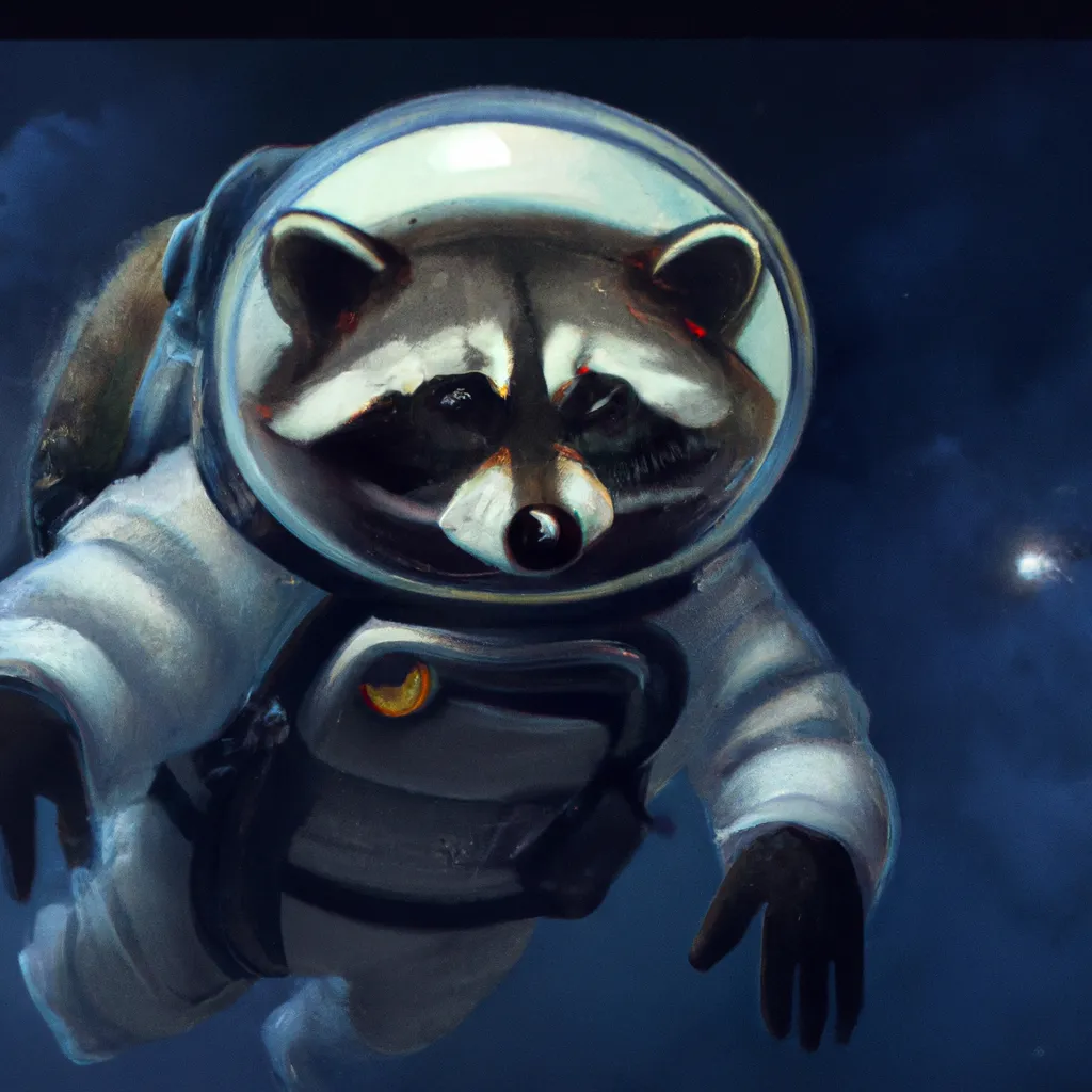 A picture of an astronaut raccoon in a spacesuit flo... | OpenArt