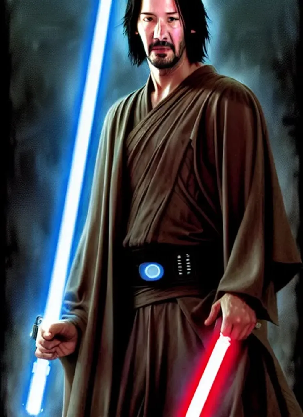 Prompt: Keanu Reeves as a Jedi by Dave Dorman