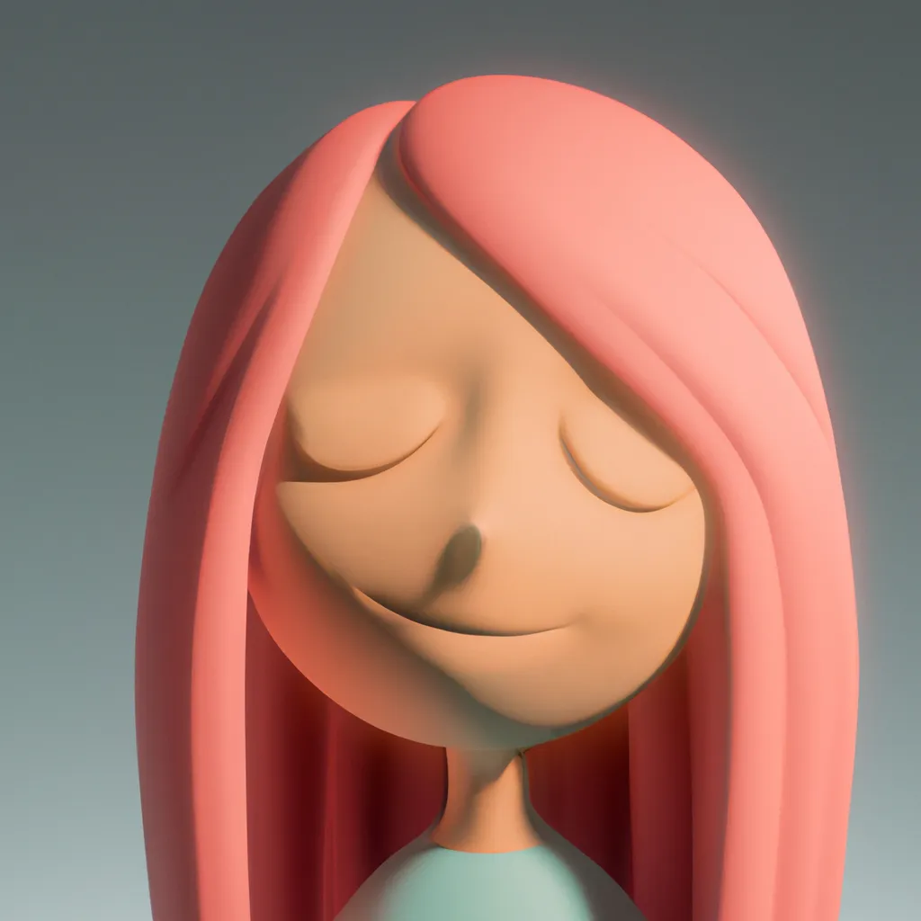 Prompt: a peanut character with rose colored long hair and a smug look on her face with closed eyes, unreal engine