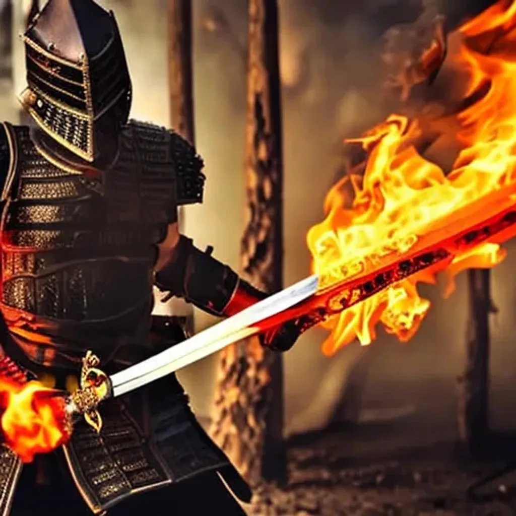 Prompt: samurai  on fire 

sword 



