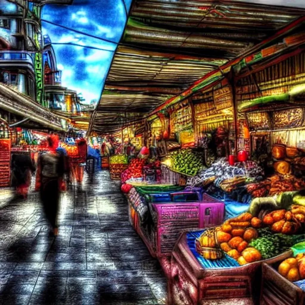 Prompt: A market, hdr