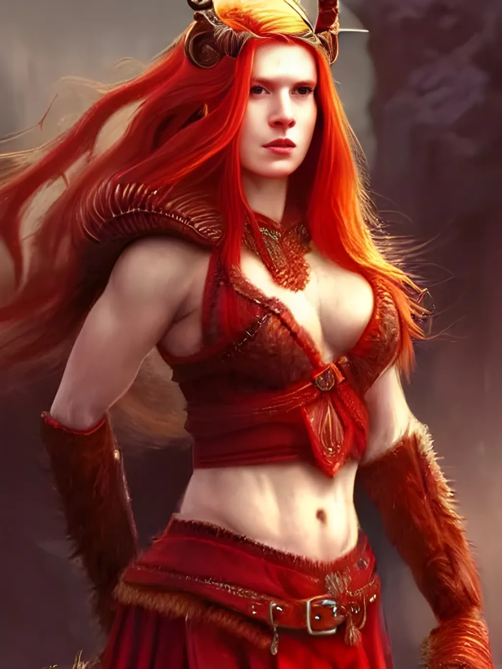 Prompt: scarlet Johannsen female Norse Viking with red hair in a full body action pose with perfect hands, aesthetic, epic, fantasy, hyper detailed, fierce, highly detailed, very detailed faces, volumetric lighting, trending on artstation, sharp focus, studio photo, intricate details, highly detailed, by greg rutkowski, boris vallejo, frank frazetta trending on artstation, 

