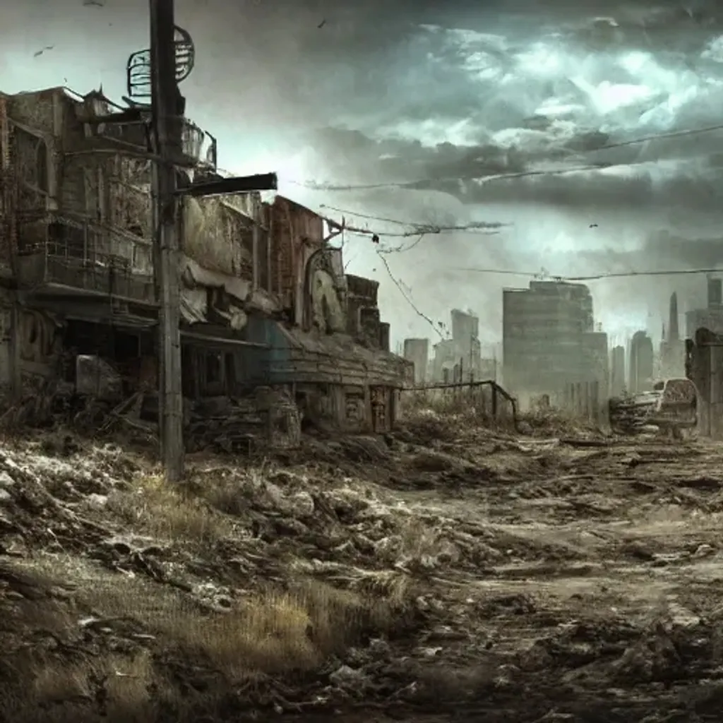 wasteland, highly detailed, city, overgrowth, cinema...