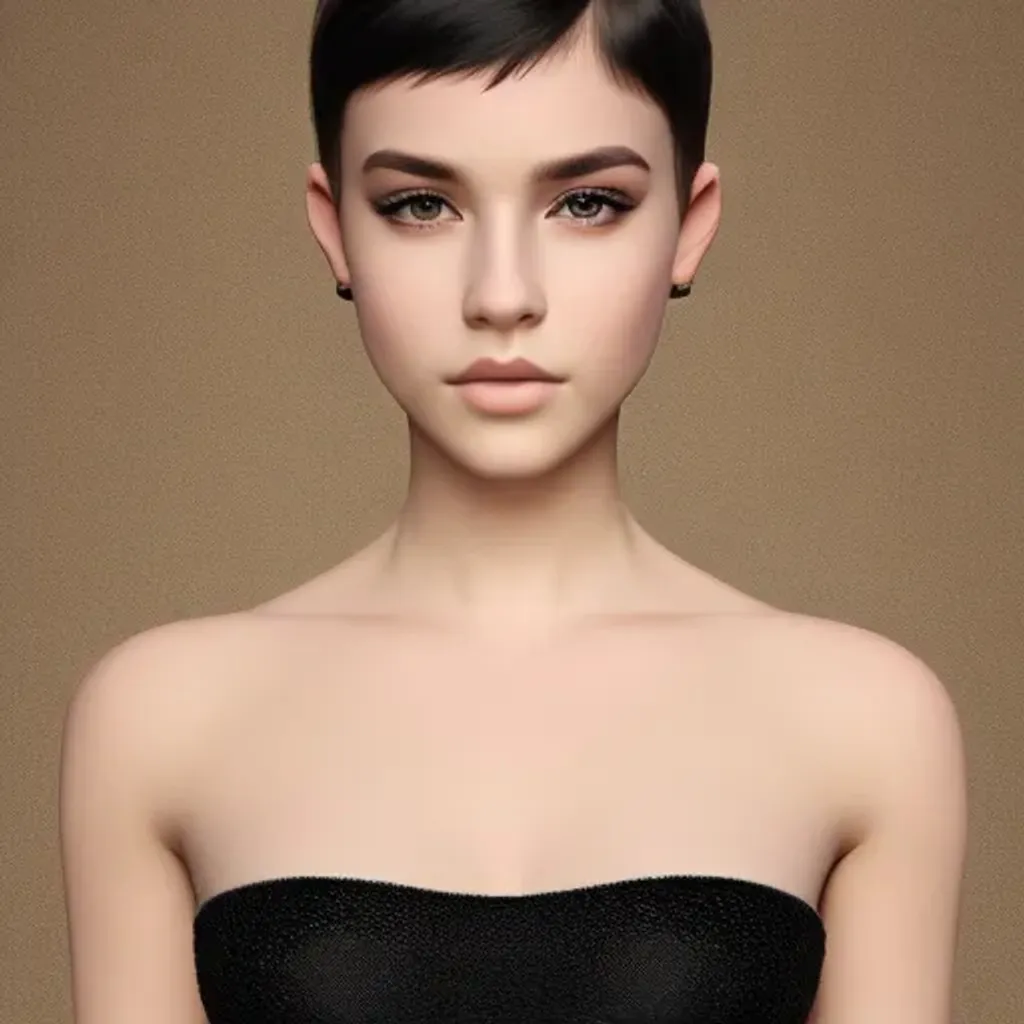 Prompt: full body highly detailed intricate stunning photorealistic symmetrical portrait of a pretty adorable young cute teenager girl looking into camera, by artgem and artstation and greg rutkowski, pure short hair, pale clean skin, bright eyes, eyeliner makeup, minimal clothing, black crop top, black mini skirt, black choker, wearing almost nothing, bare thigs, bare shoulders, octane render, cinematic lighting, 4k, 8k, rtx, rait racing, uhd, hyperrealistic, reflections, cgsociety, unreal engine, ambient occlusion, hd, centered, in frame