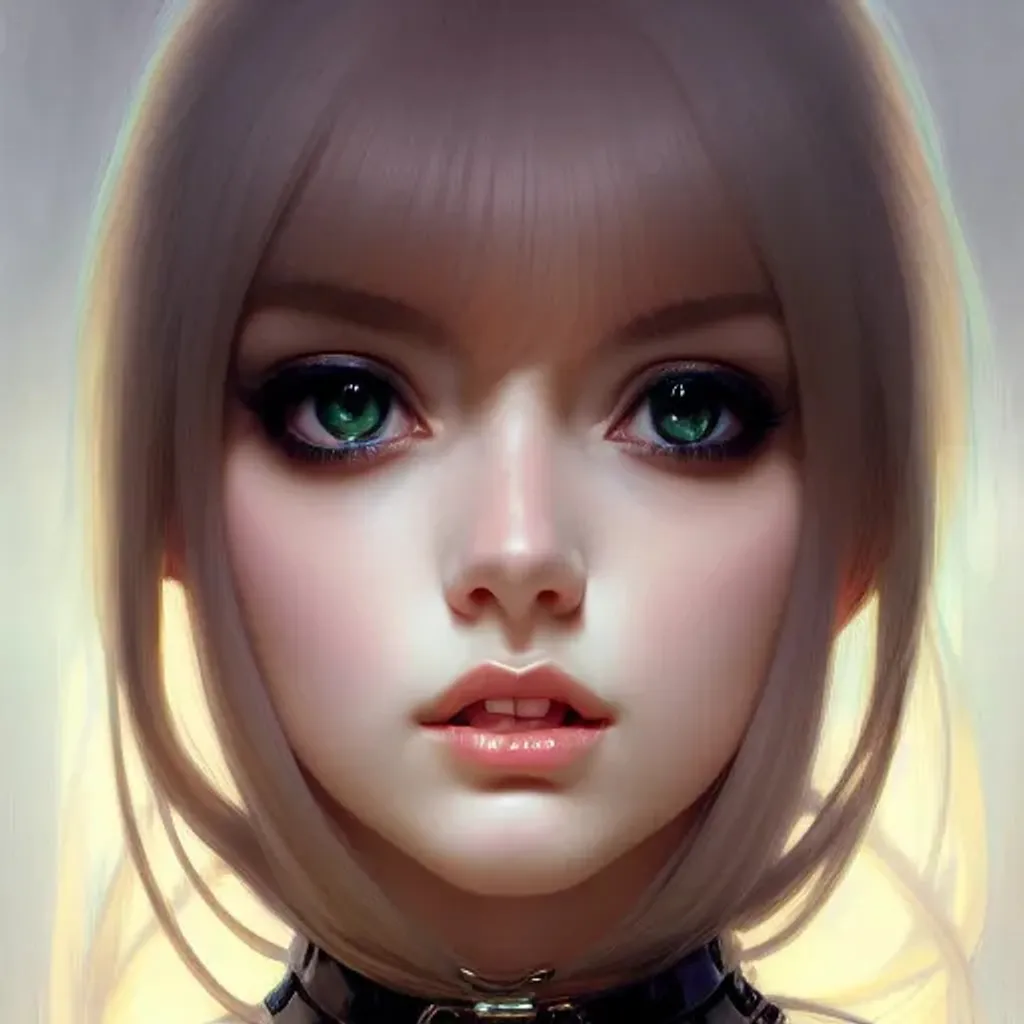 Cute anime girl portrait, digital painting. Close-up illustration