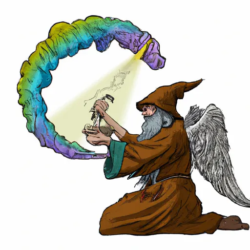 Prompt: realistic wizard hitting a bong summoning circle angel 