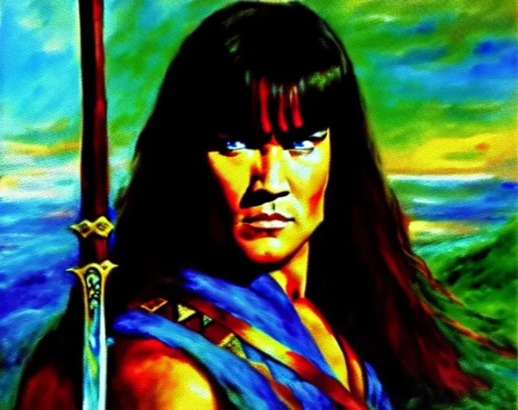 Prompt: Portrait of Conan the Barbarian impressionism