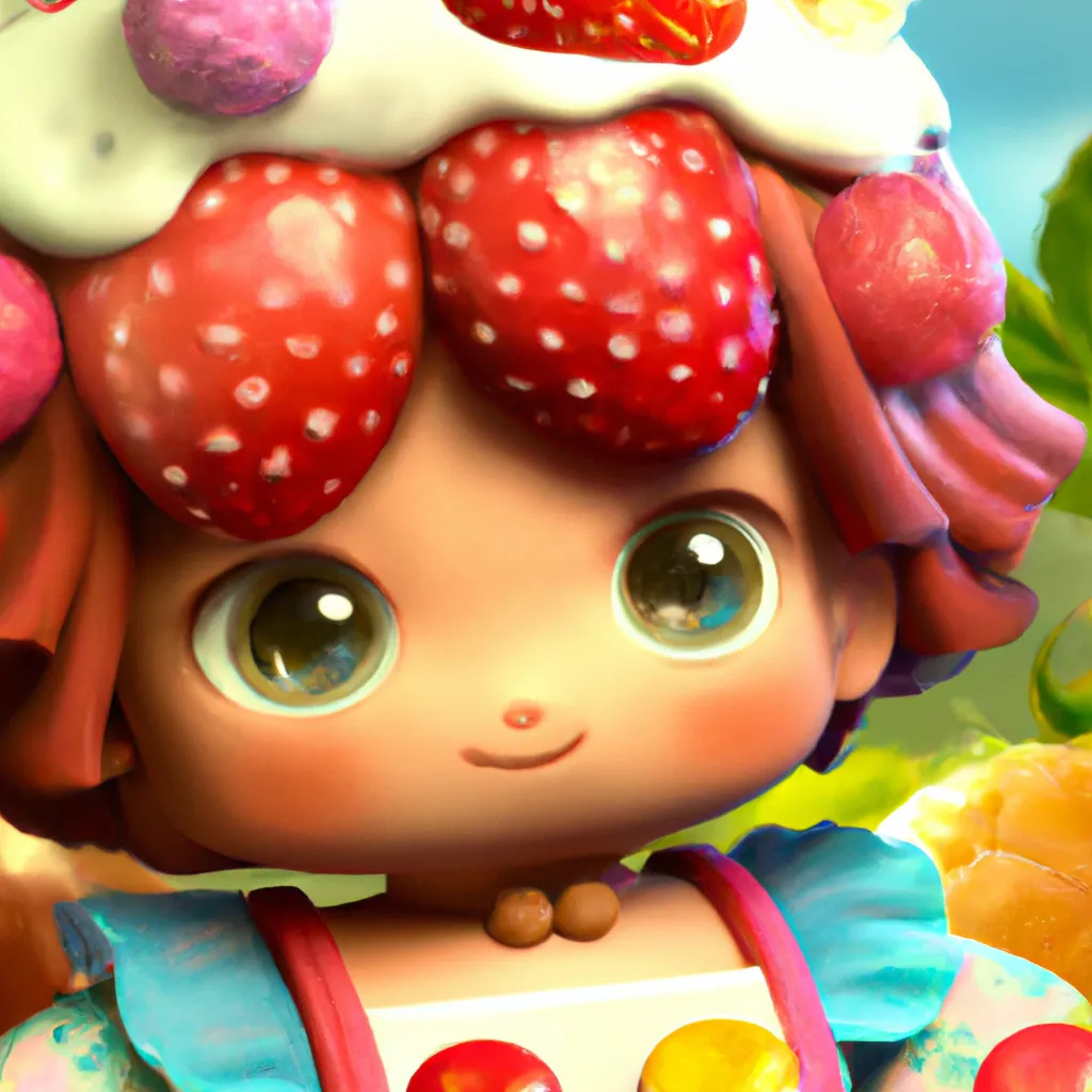 Prompt: a cartoon picture of Strawberry Shortcake, concept art by senior artist, polycount, lyco art, matte painting, concept art, 2d game art, close up, detailed