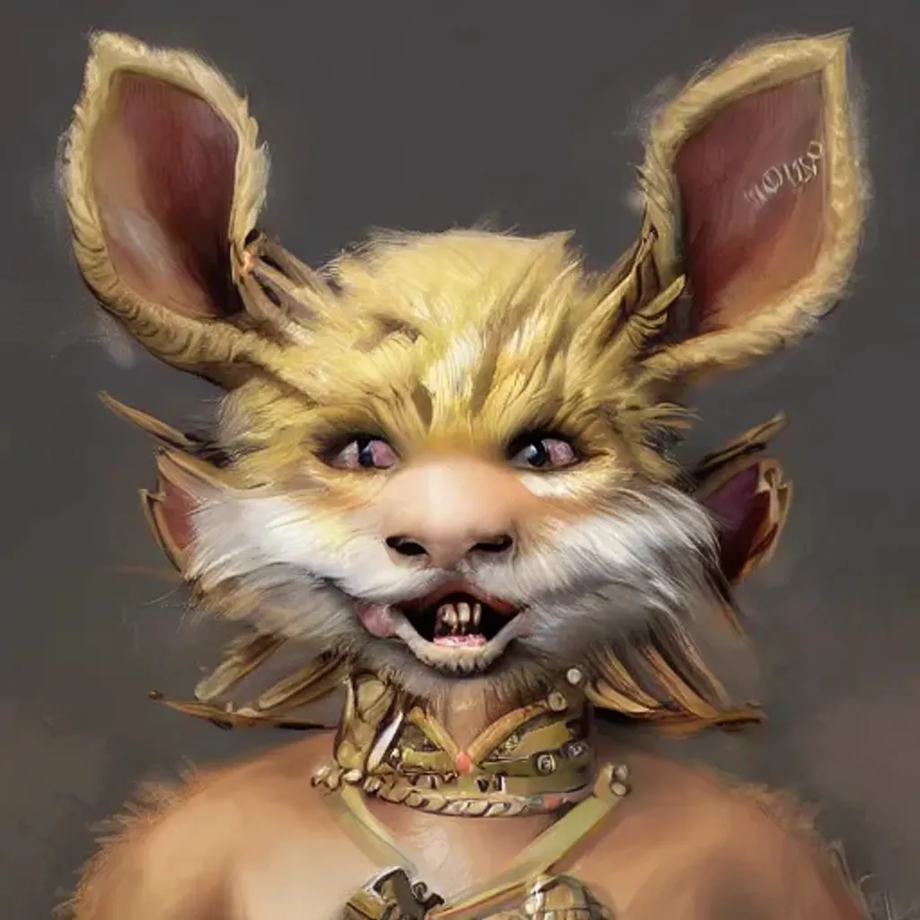 Prompt: Ultra high Quality photo |A cute little furry Visigoth is serving Dali and Escher and Klarwein posing as cute furry monster beasts | video game  character  | made out of flora fauna | fine details and expressions | Jumanji  movie | ultra high resolution octane  | midjourney | subject centered | photo realistic | adjusted aspect ratio | upscale | by Artgerm Artstation 