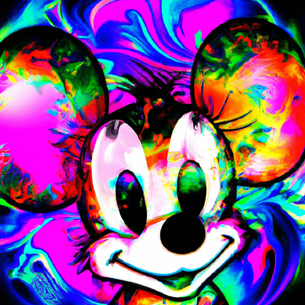 Prompt: Psychedelic Mickey Mouse portait