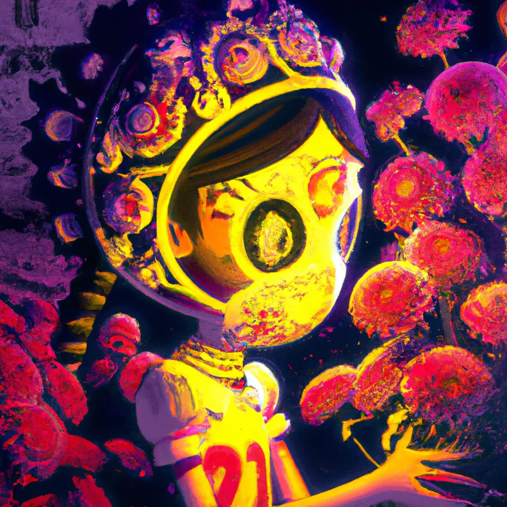 Prompt: a Ukiyo-e comic book styled vintage risograph of a adorable lit Dia de Los muertos Girl wearing a gasmask and hazmat suit,red spider lilies bloomin,bubbles,eclipse,4K,moody,award winning, trending on art station,goofy funny spooky scary mysterious halloween horror vibe, intricate details,digital art,incredible design,emotive,unreal engine 5 render,octane render,dia de Los muertos